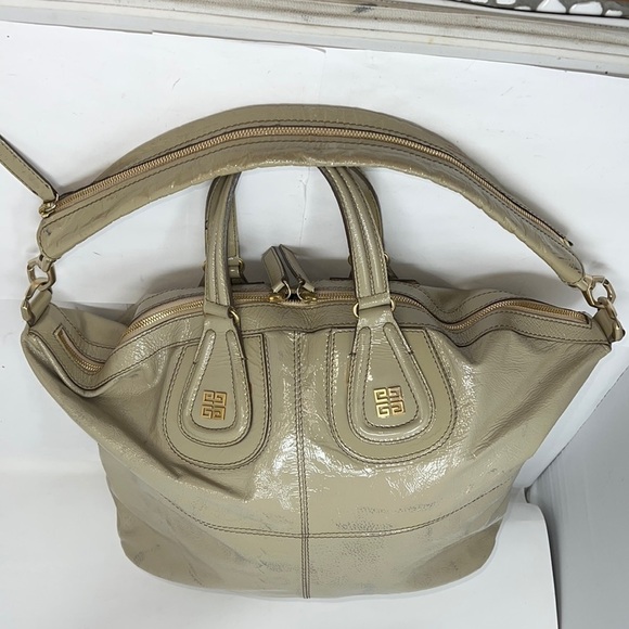 Givenchy Large Gray Taupe Patent Leather Nightingale Bag - Picture 1 of 16